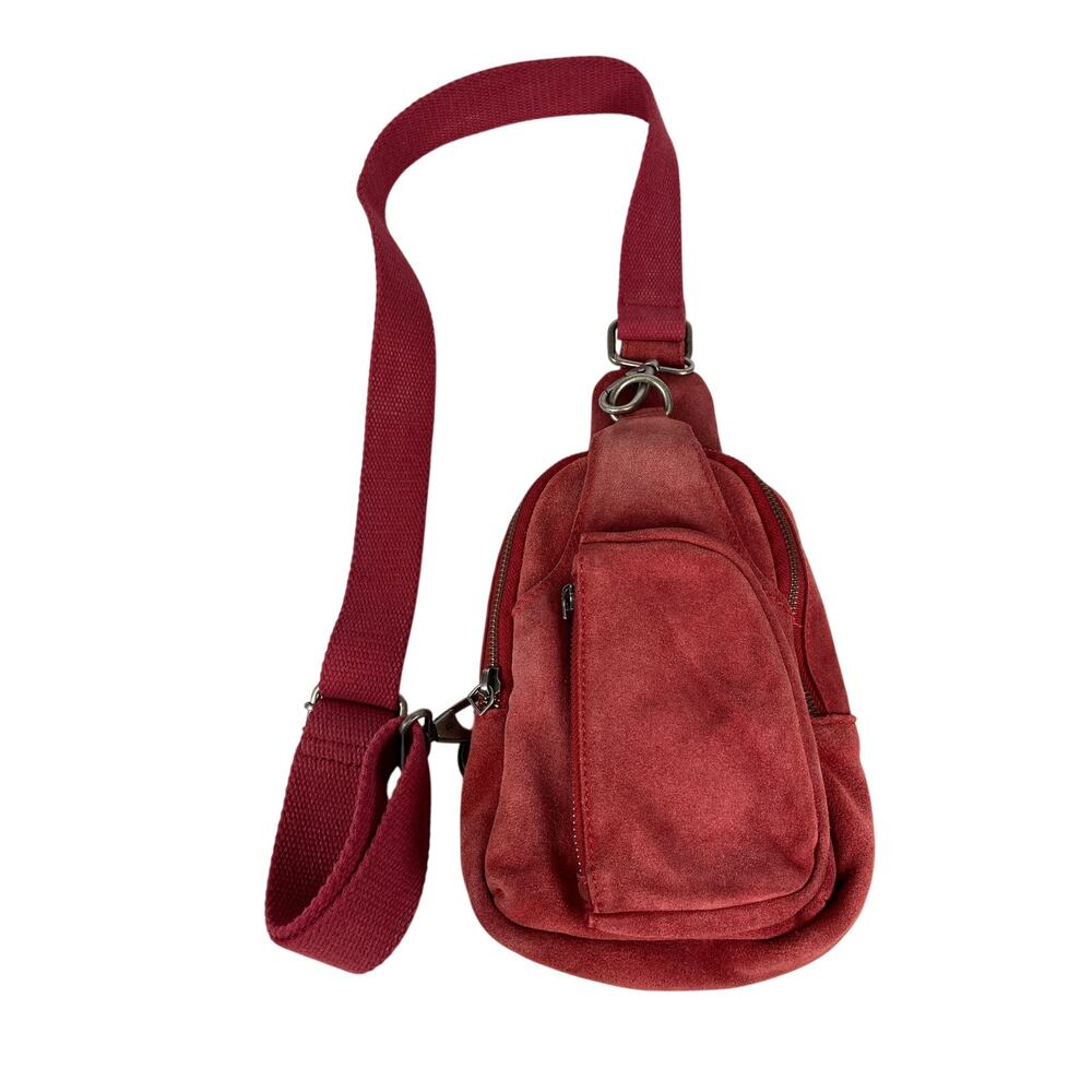 Free People Hudson Suede Sling Bag Red